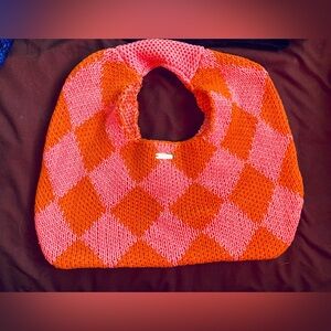 Pink and orange knit bag